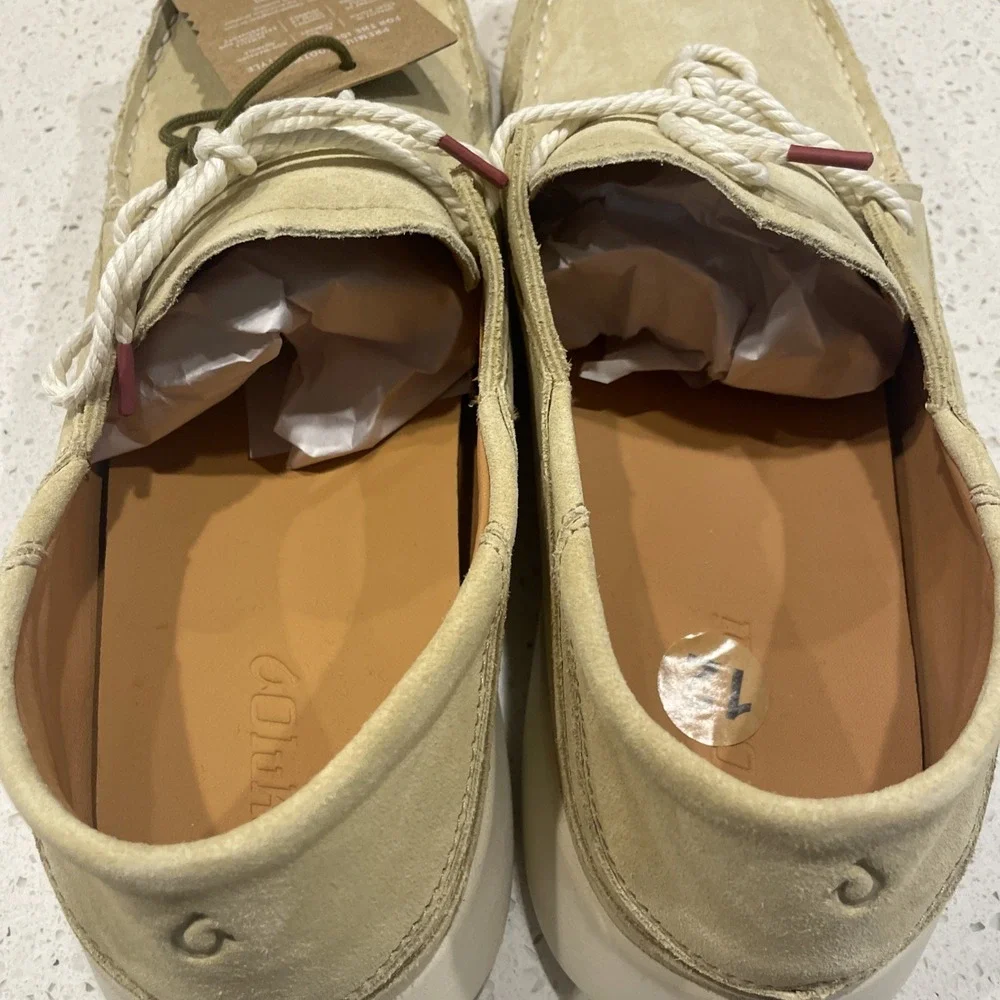 NWT Olukai KA'A DRIVER Mens Size 12 Italian Suede‎ Leather Loafers Golden Sand